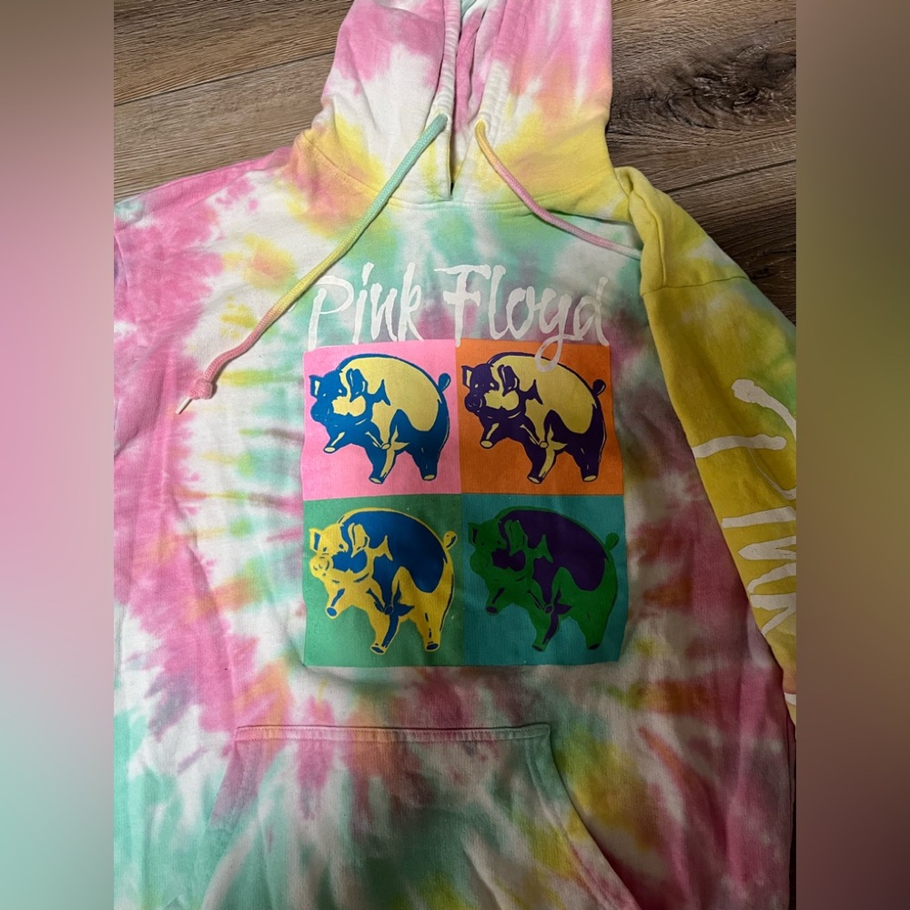 Pink Floyd “Pigs” Tie-Dyed Hooded Sweatshirt Size Large